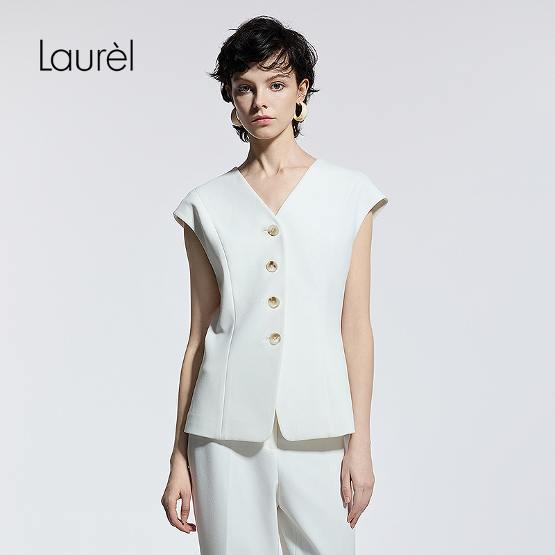 Laurel劳芮25春秋新款通勤职场修身背心马甲女LWD365B00200