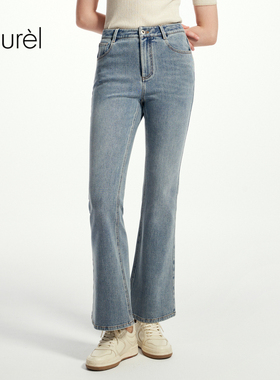 【棉】Laurel劳芮新款中高腰修身微喇牛仔裤女LWD361K01800