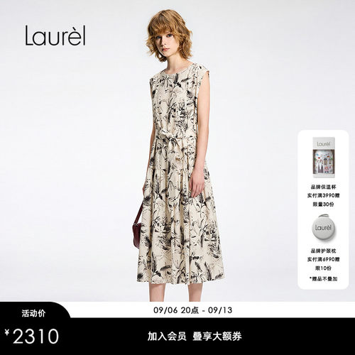 【桑蚕丝】Laurel劳芮26早秋款系带无袖长款连衣裙LWD375Y20200