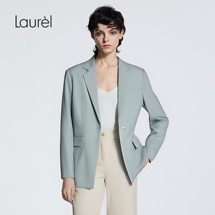 女LWD365T029DX 绵羊毛 Laurel劳芮25夏新款 冰粉绿一粒扣西装