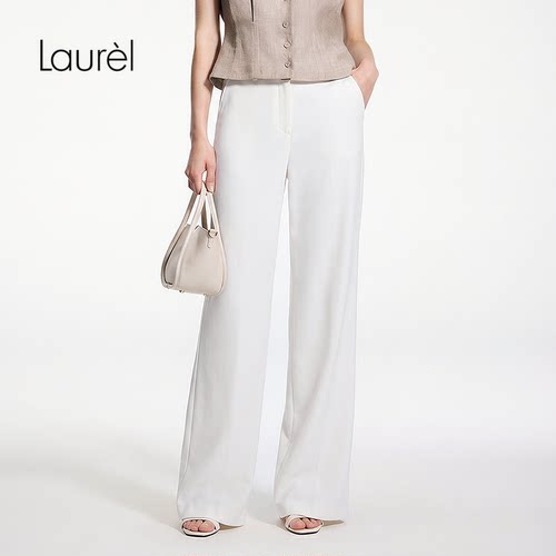 【三醋酯纤维】Laurel劳芮26早秋新款皓月白高腰西裤LWD365K03500