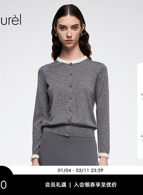 【120S美丽诺羊毛】Laurel劳芮新款圆领针织开衫LWL364M06400