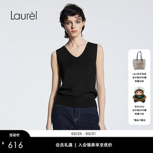 针织衫 V领无袖 Laurel劳芮新款 女LWD366M03600 粘纤