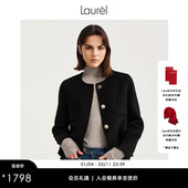 Laurel劳芮秋冬圆弧下摆短式 轻薄绵羊毛 大衣女LWD333D04000