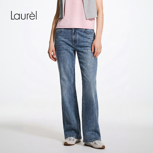 【长绒棉】Laurel劳芮复古水洗微喇牛仔裤LWD356K002DX