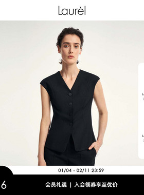 Laurel劳芮新款V领无袖背心马甲女 LWD353B00200