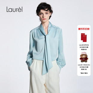 【三醋酯纤维】Laurel劳芮新款优雅缎面飘带衬衫LWD365C03800