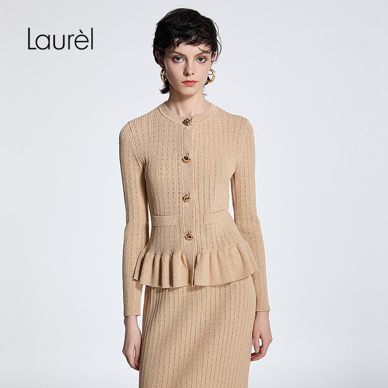 【长绒棉】Laurel劳芮25秋新款显瘦珠片针织开衫LWD363M04200