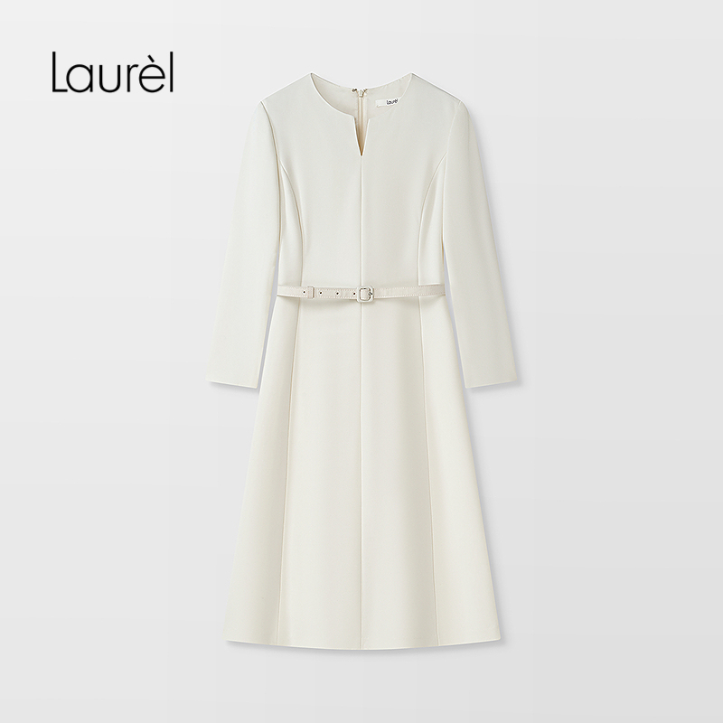 【绵羊毛】Laurel劳芮25秋新款小V领长袖收腰连衣裙LWL344Y10400