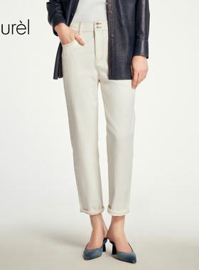 【长绒棉】Laurel劳芮新款休闲白色牛仔裤女LWL354K02000