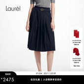Laurel劳芮新款 绵羊毛 miu系航海百褶裙女LWL361Q00300