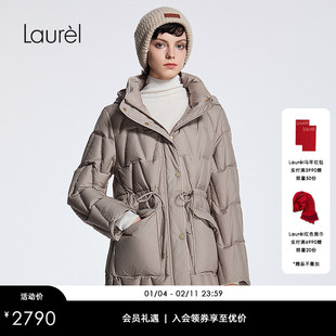 【白鹅绒】Laurel劳芮新款抽绳收腰连帽羽绒服LWD354L03200
