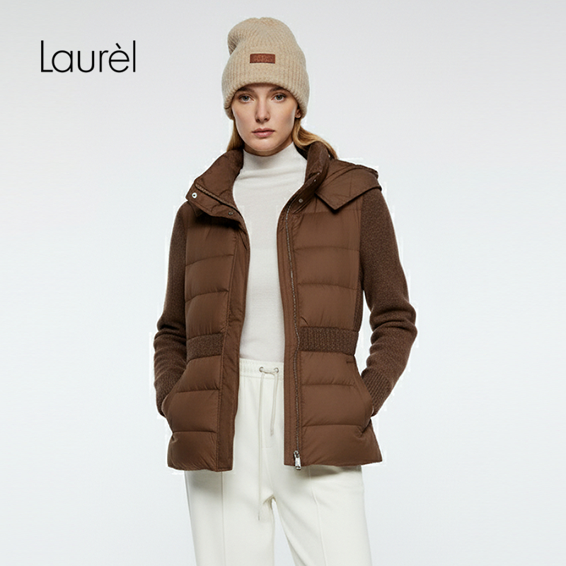 【白鹅绒】Laurel劳芮25秋新款针织拼接收腰羽绒服LWD344L01700