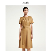 Laurel劳芮新款 淡人圆领收腰短袖 连衣裙女LWL352Y08100