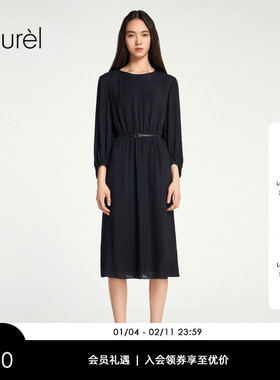 【桑蚕丝】Laurel劳芮新款提花压褶真丝连衣裙女LWL353Y07800