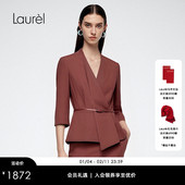 LWD366T13300 不对称V领西装 绵羊毛 Laurel劳芮新款