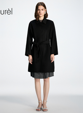 【绵羊毛】Laurel劳芮新款翻领系带中长款大衣LWD363D04400