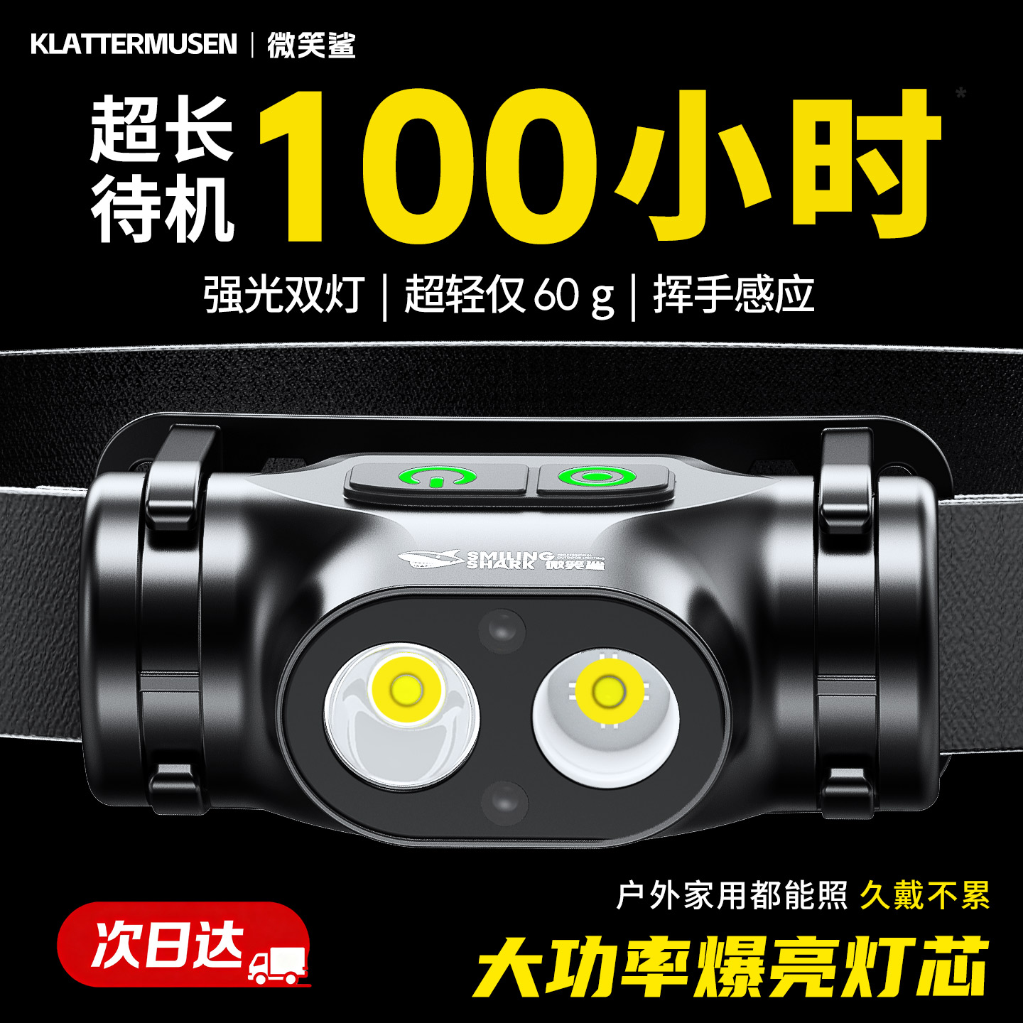 超长续航100小时头戴式照明灯