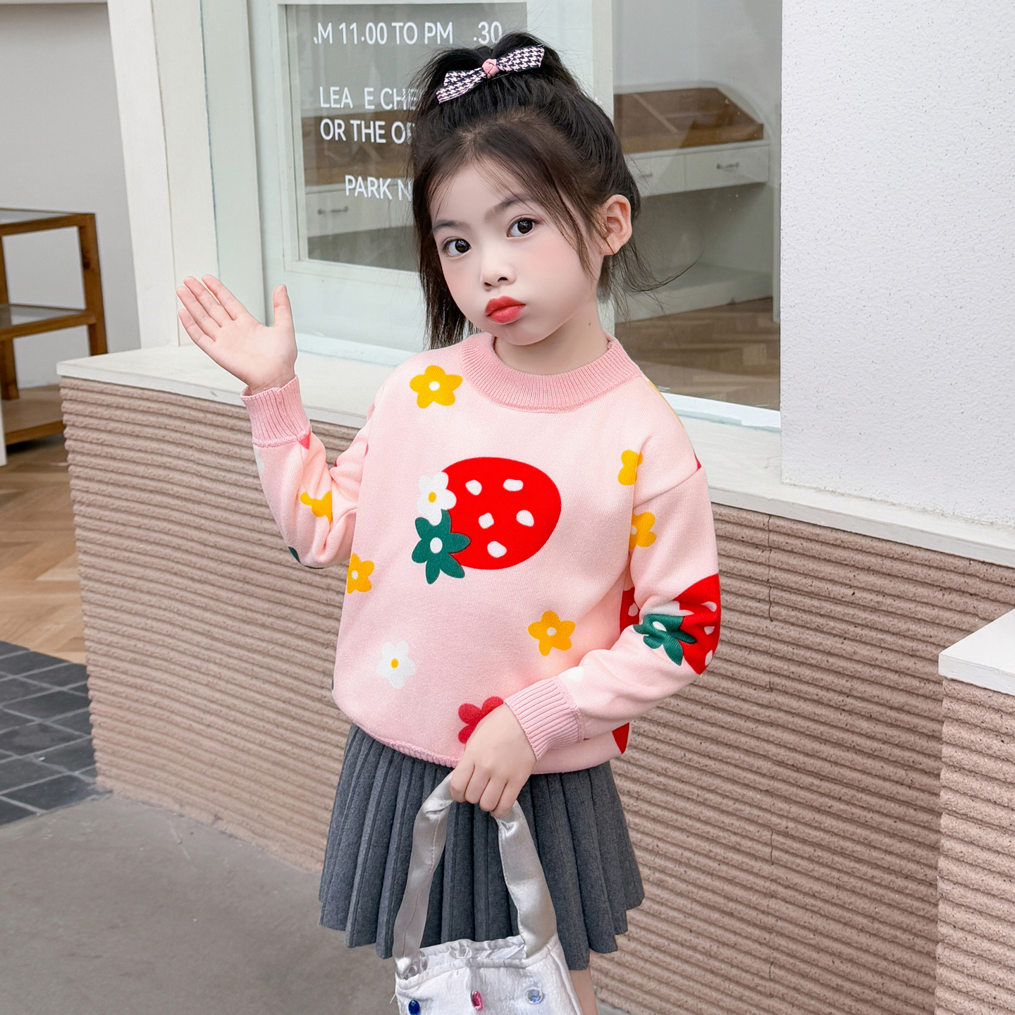 男童女童加绒毛衣秋冬款保暖上衣打底衫洋气百搭3-12岁新款童装