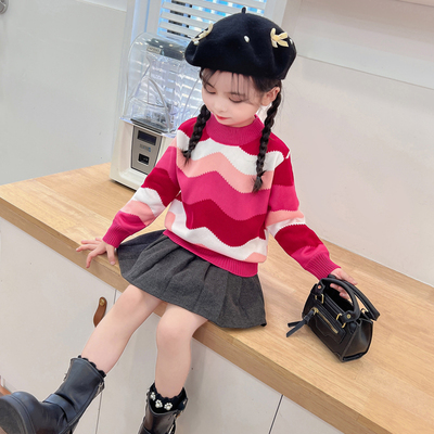 男童女童加绒毛衣一体加厚针织洋气百搭打底衫上衣儿童宝宝保暖衫