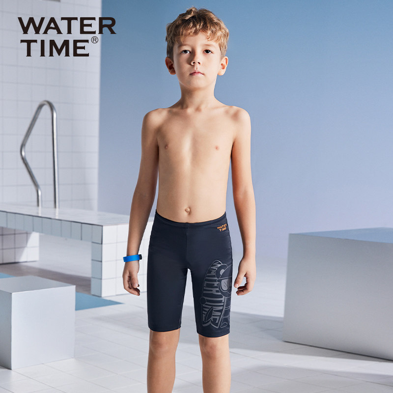 WaterTime儿童泳裤男童专业训练平角速干抗氯游泳专用装备游泳裤