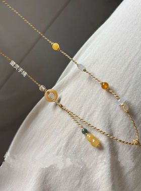 编织唐卡嘎乌盒佛牌新中式项链绳锁骨链百搭和田玉佛公翡翠平安扣