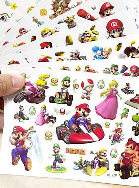 Super Mario Bros Tattoo Stickers Kawaii Anime Figure Toys Ki