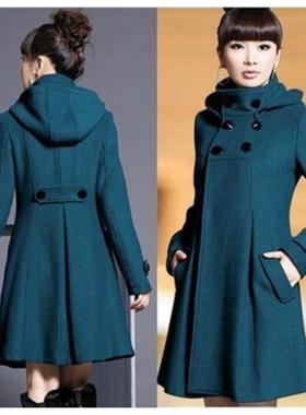 Women Trench Coat Winter Long Woolen Warm Wool Overcoat34XL