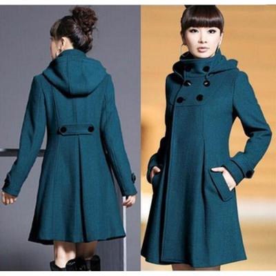 Women Trench Coat Winter Long Woolen Warm Wool Overcoat34XL