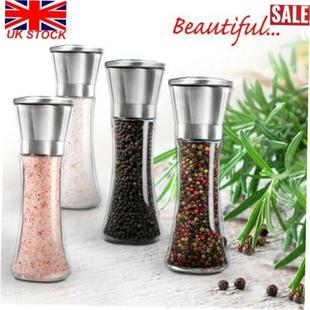 Salt and Pepper Grinder Set Ceramic Mills Stainless Steel Sh