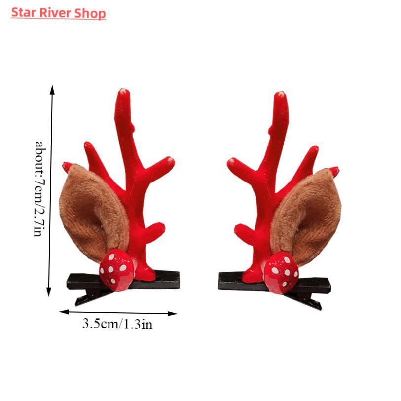 2pcs/set Chri9sGeb8Hvstmas Hair Clips For Girls Cute Deer Ea