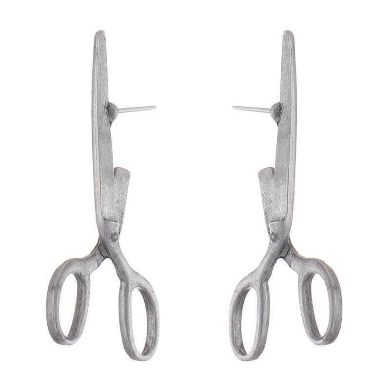 female creative new retro scissors earrings 复古剪刀耳钉女