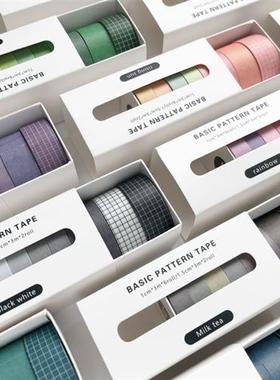 5Rolls/box Solid Color Washi Tape Set Decorative Masking Tap
