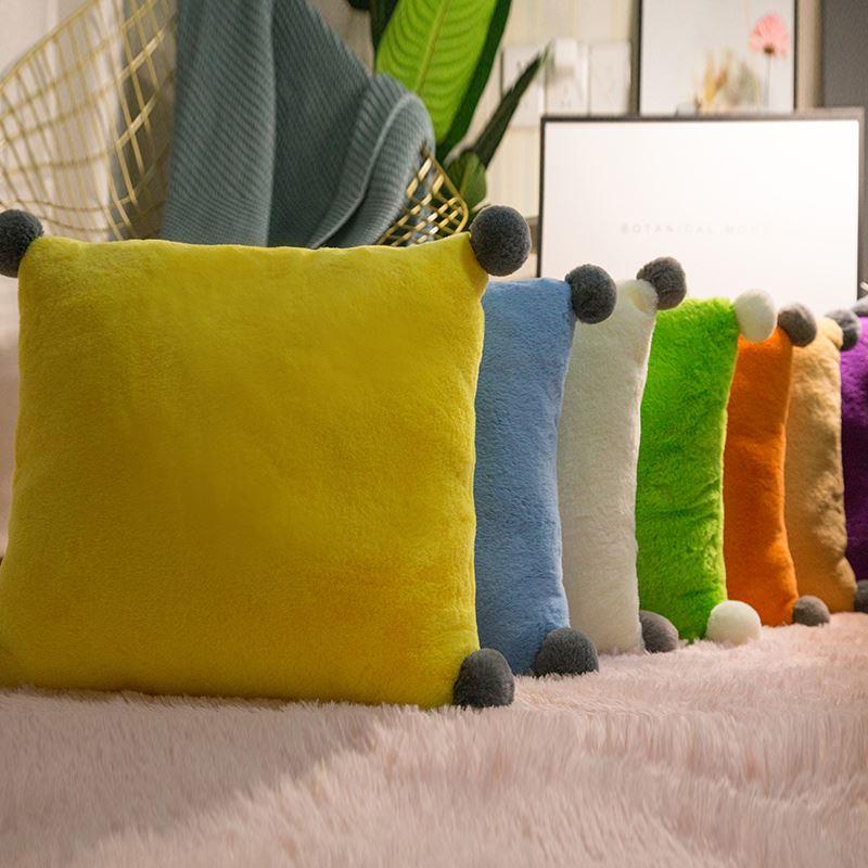 Corduroy Throw Bedroom Cushion Sofa pillowcase纯色毛绒抱枕套