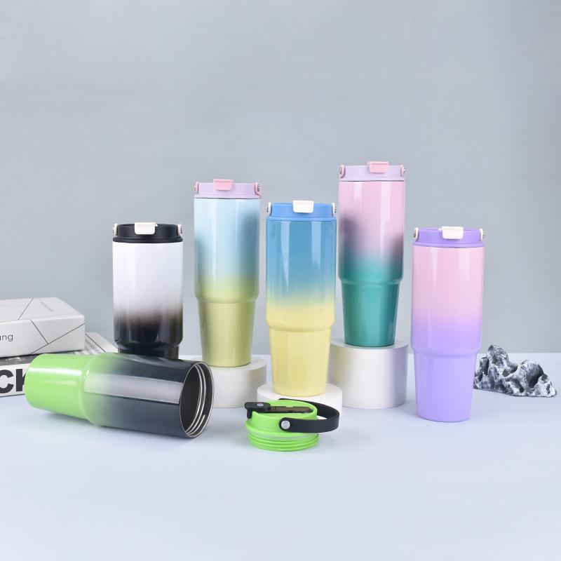Stainless steel car cup, large capacity gradient color car