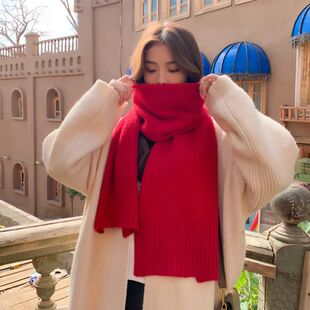 2023 Latest Styles Women's Fall Winter Long Scarf Wool Red G