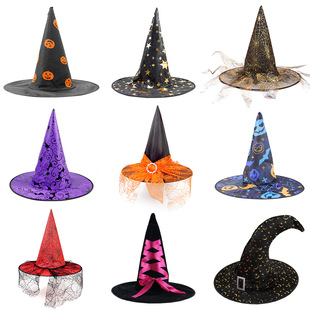 Halloween hat Pumpkin witch hat Black tip wizard hat