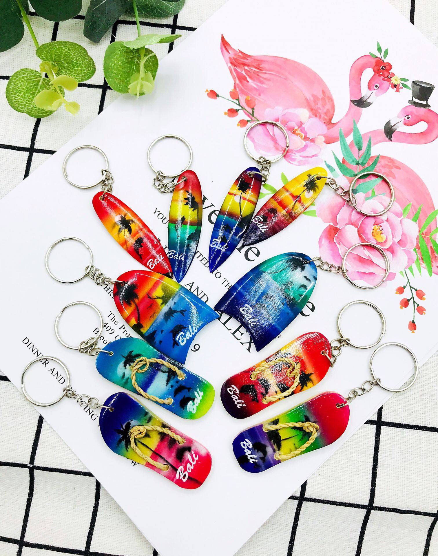 印尼巴厘岛特产 巴厘岛手信礼品 彩色钥匙扣 颜色随机1个