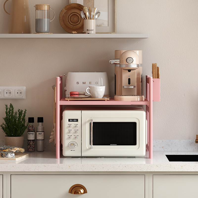 可伸缩厨房置物架微波炉架子家用双层台面桌面烤箱电饭锅收纳支架