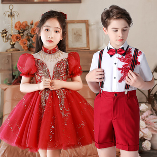 儿童大合唱演出服男童主持礼服套装女童蓬蓬裙幼儿园开学演出服装