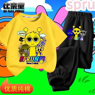儿童套装 2026新款 夏季 男女童休闲裤 Sprunki节奏盒子儿童纯棉短袖