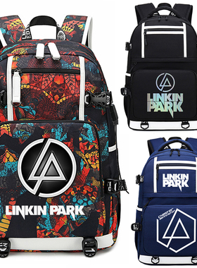 linkin park林肯公园书包男女双肩背包中学生书包韩国ulzzang夜光