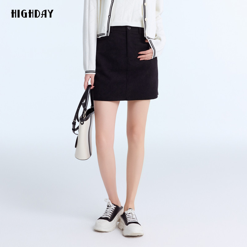 HIGH DAY/轩日黑色半身裙2026新款女春秋季气质时尚显瘦短款裙子