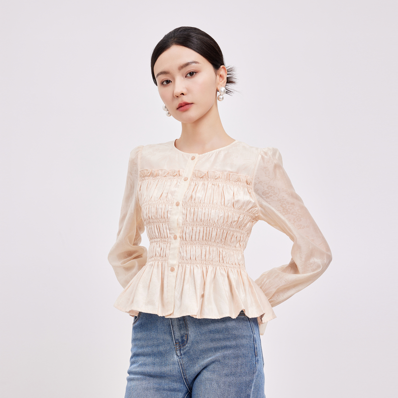 鲁思蒂长袖衬衫2024新款女早秋季时尚设计感小众休闲上衣气质小衫