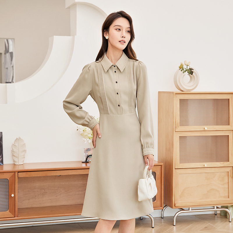 Lucidy/鲁思蒂长袖衬衫连衣裙