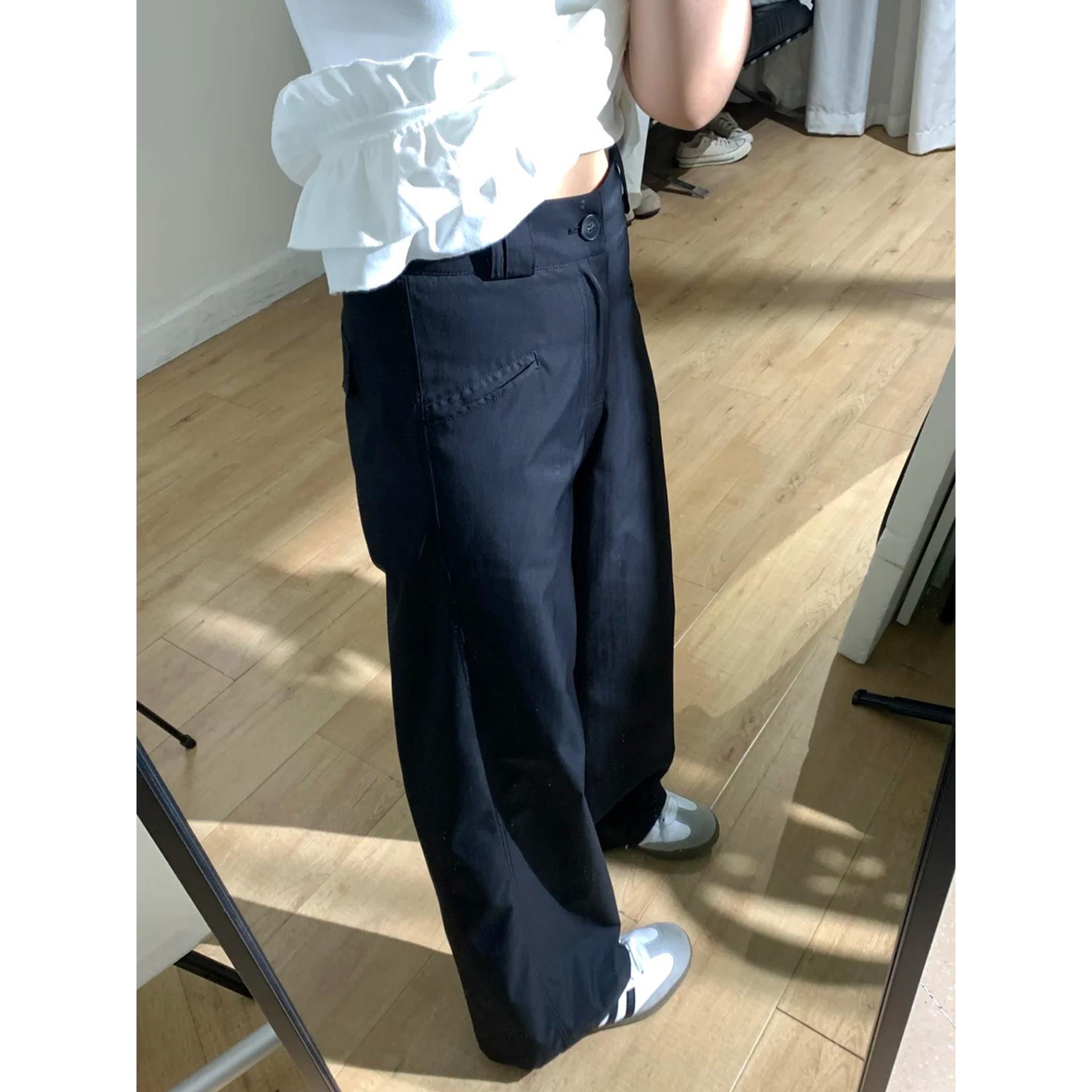 黑色大码直筒西装裤女