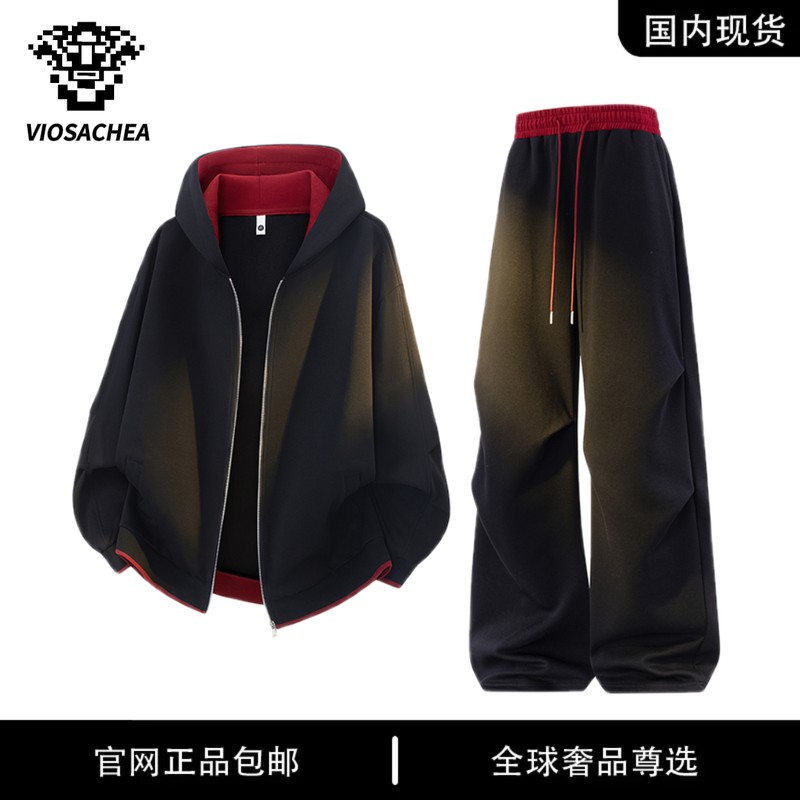 专柜正品】VIOSACHEA男士秋季新款宽松潮流连帽卫衣大码休闲套装