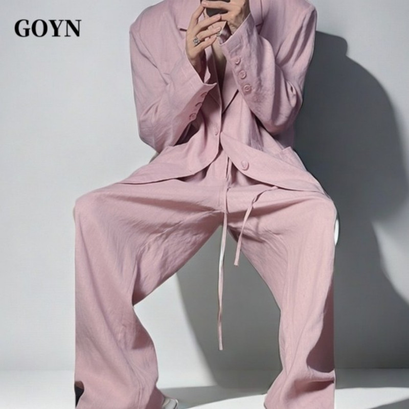 GOYN复古西装套装夏季百搭轻奢潮流男士薄款休闲时尚宽松西服男装