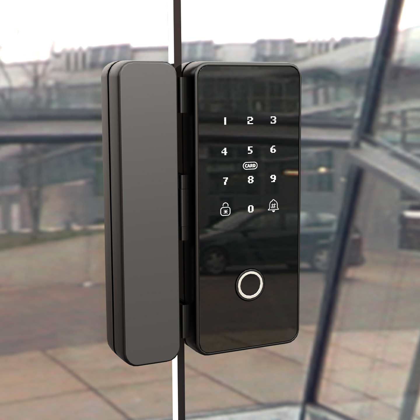 玻璃门密码锁免钻孔有框无框单双门办公室指纹锁电子智能门锁门禁