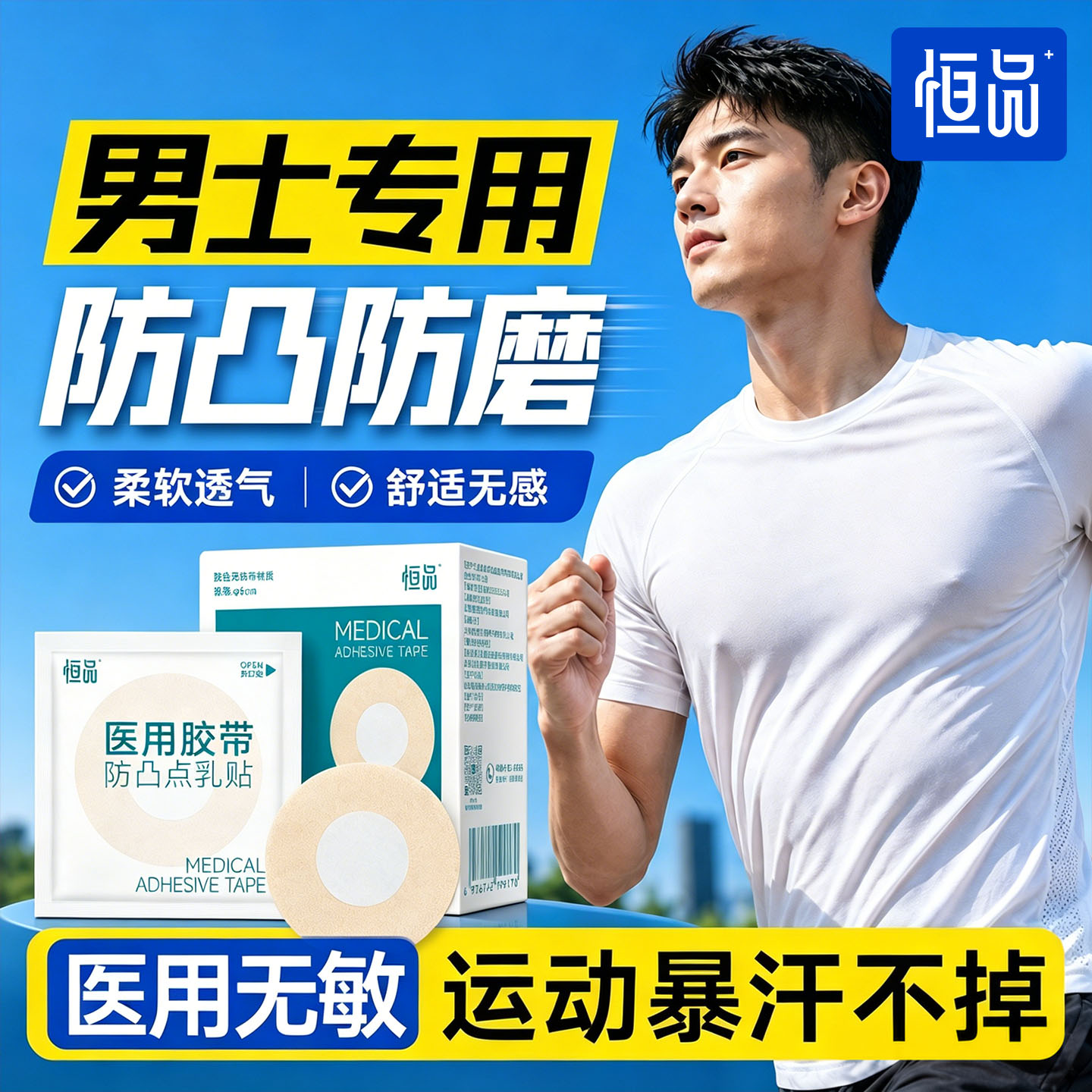 男士防凸点隐形一次性运动胸贴
